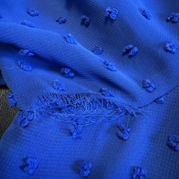 CeCe XL Royal Blue Clip-Dot Ruffle-Sleeve GUC Tie Hem Lined Body Work 2 Weekend - Picture 7 of 7